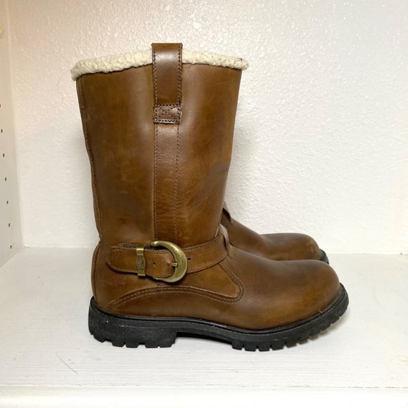 Timberland Nellie Fur Lined Leather Buckle Pull On Waterproof Boots Brown 7 - Picture 2 of 8